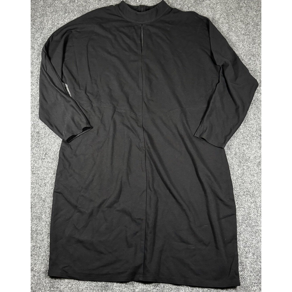 6TH & LN Shift Dress Womens 20 Black Keyhole Mock Neck Long Sleeve New